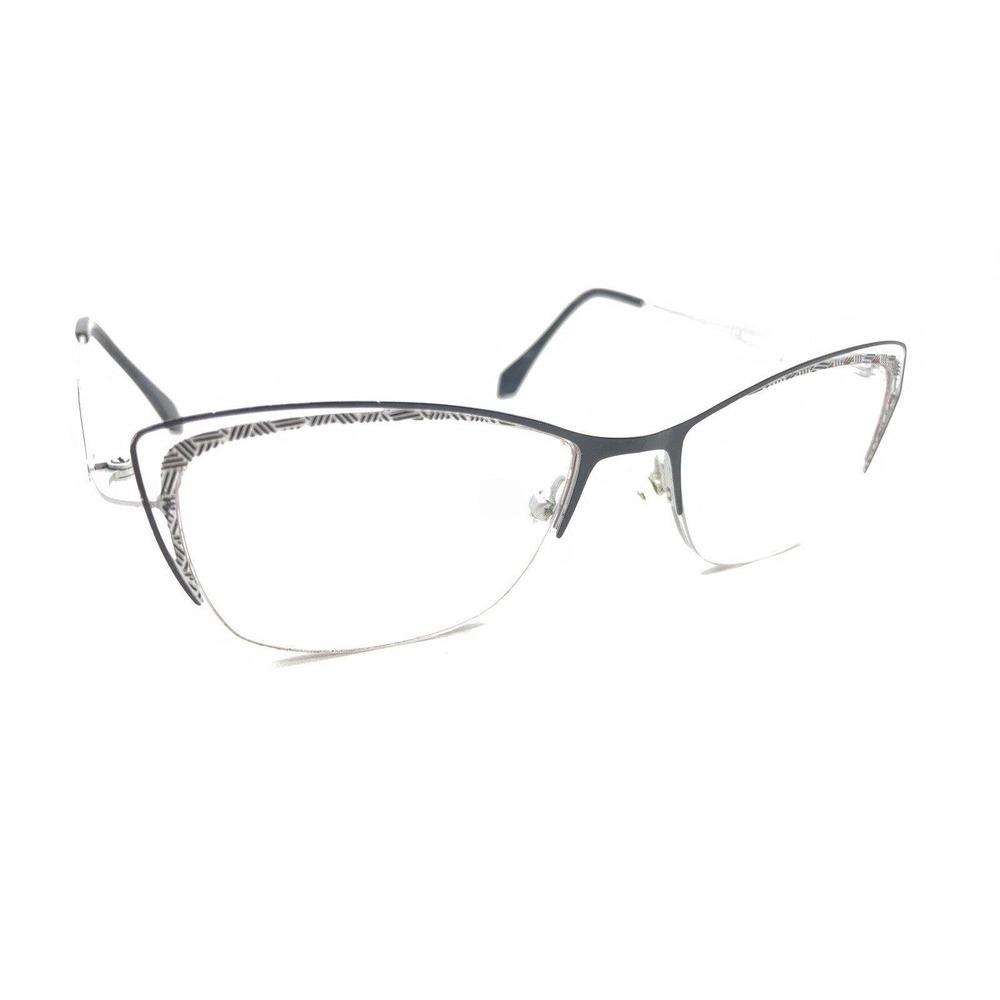 CZone A4133 90 Black White Cat Eye Half Rim Eyeglasses Frames 53-16 140 Designer